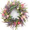 22inch Artificial Spring Summer Wreath Lavender with Colorful Flowers,Green Leaves for Front Door Home Wall Party Decor